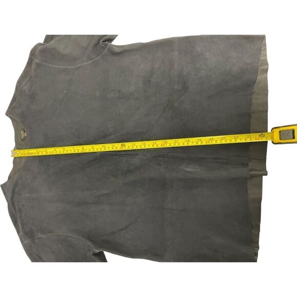 Massimo Dutti Womens Blouse M Short Sleeve Suede Leather Navy Blue 5311/841 NWT - Picture 10 of 10